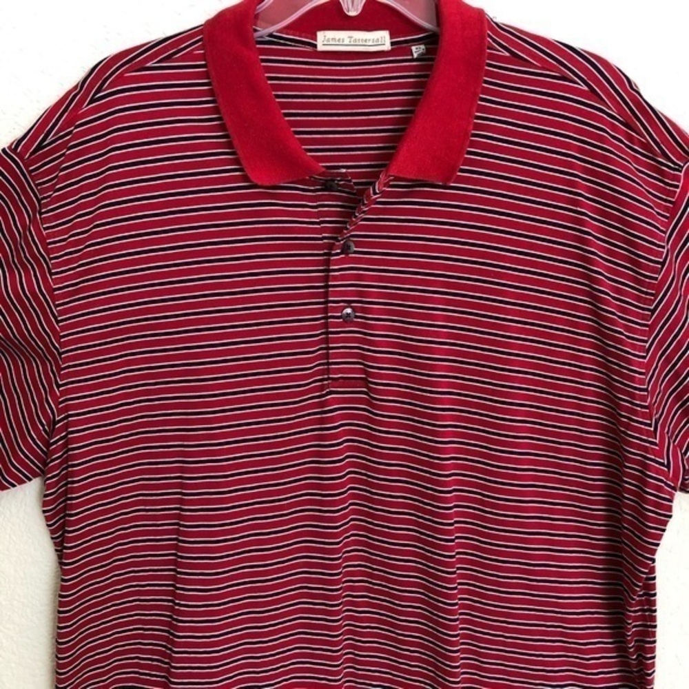 James Tattersall  Striped Polo Golf Shirt